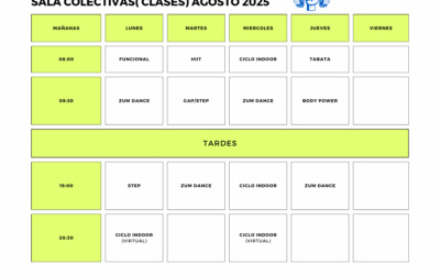 Horario de actividades en Agosto