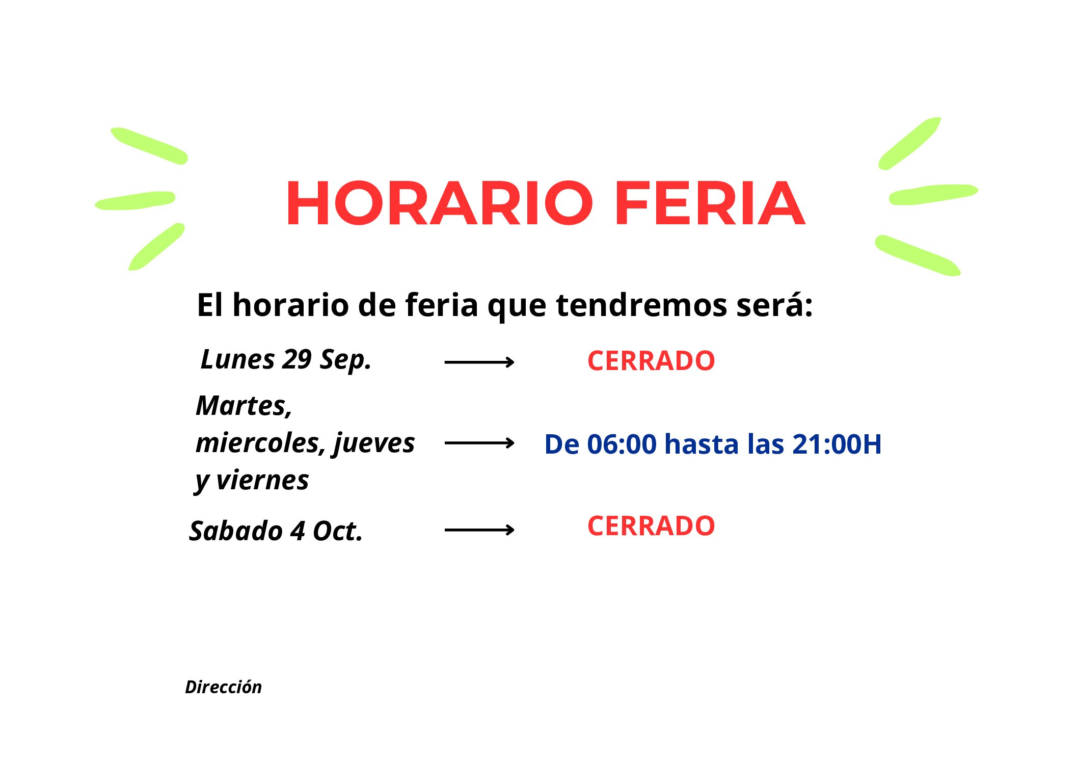 Horario de Feria 2025